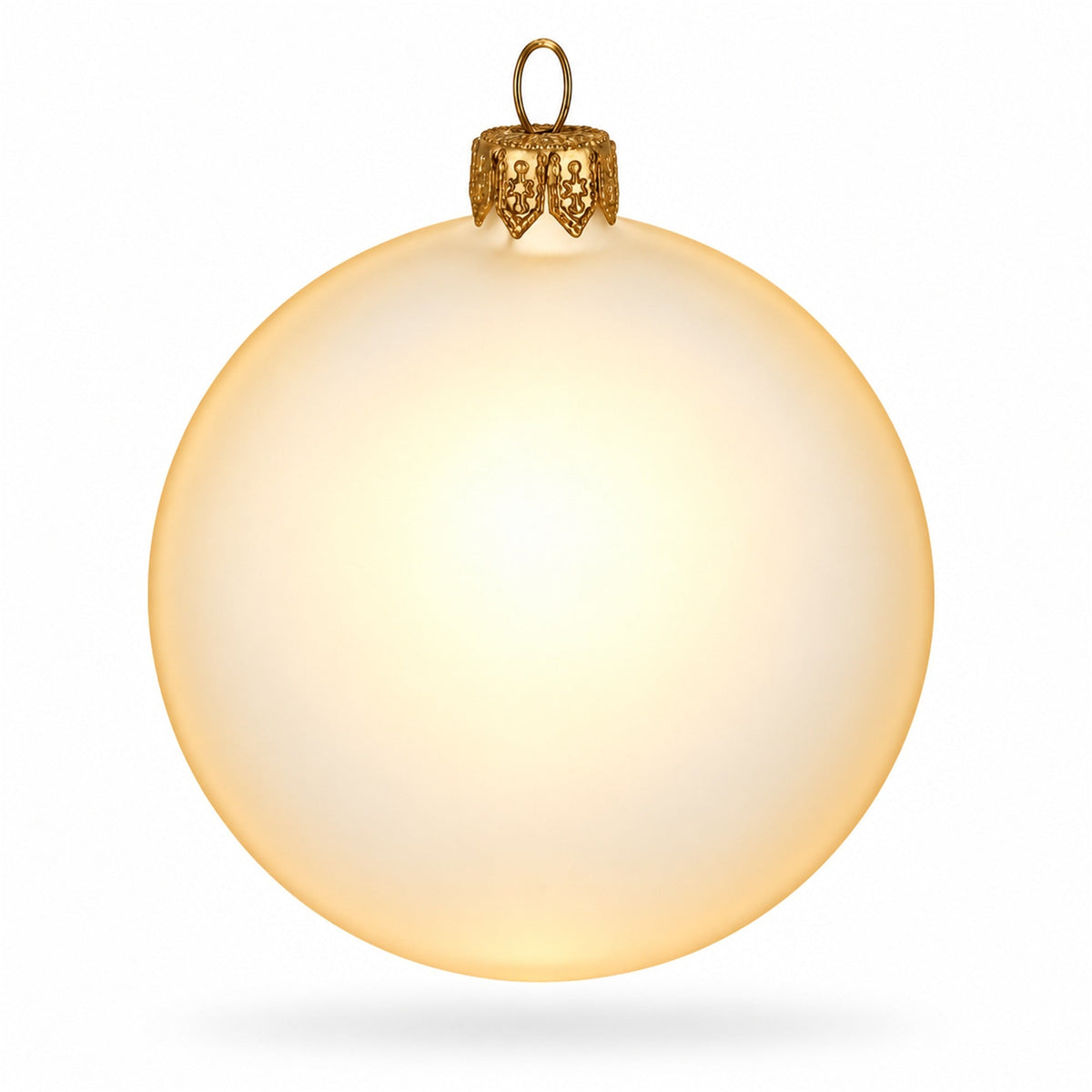 Set of 6 Translucent Ivory Glass Ball Christmas Ornaments (048)