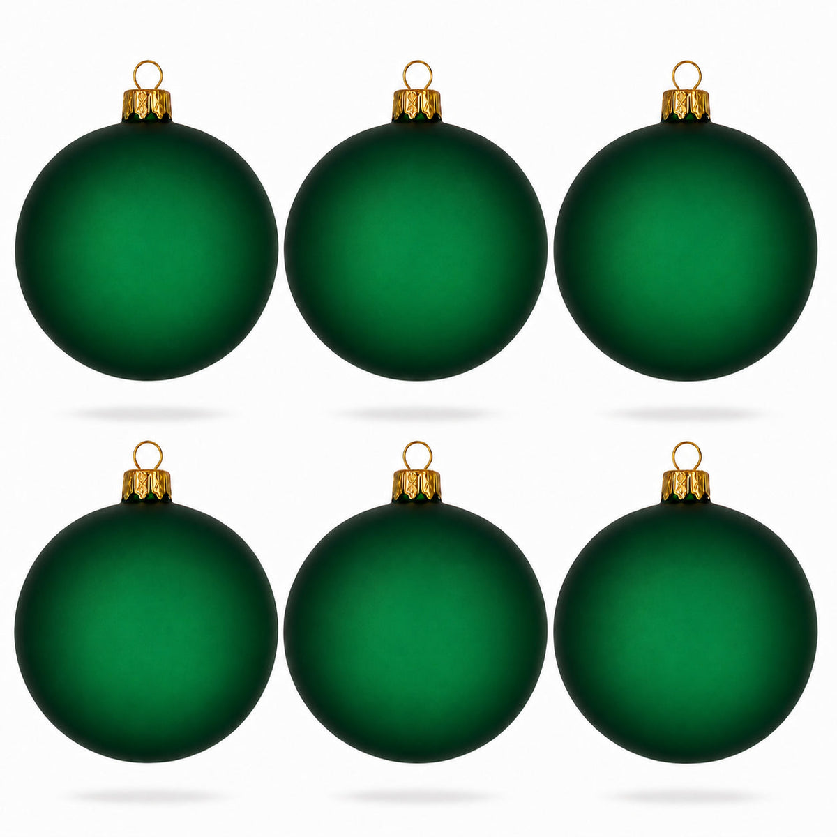 Set of 6 Translucent Green Glass Ball Christmas Ornaments 3.25 Inches (049)