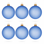 Set of 6 Translucent Light Blue Glass Ball Christmas Ornaments (029)