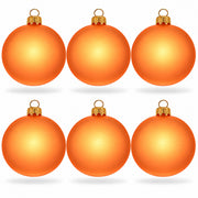 Set of 6 Translucent Orange Glass Ball Christmas Ornaments 3.25 Inches (051)