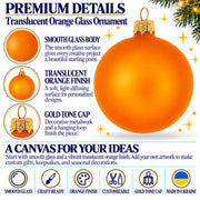 Set of 6 Translucent Orange Glass Ball Christmas Ornaments 3.25 Inches (051)