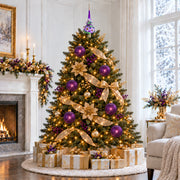 Set of 6 Translucent Purple Glass Ball Christmas Ornaments (052)