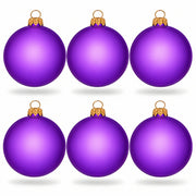 Set of 6 Translucent Purple Glass Ball Christmas Ornaments (052)
