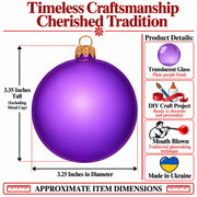 Set of 6 Translucent Purple Glass Ball Christmas Ornaments (052)