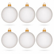 Set of 6 Translucent White Glass Ball Christmas Ornaments (033)