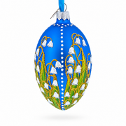 1898 Lilies of the Valley Royal in Blue Egg Glass Egg Christmas Ornament 4 Inches