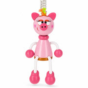 Pig Wooden Doll on a Spring 6 Inches