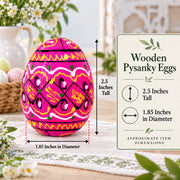 Set of 6 Miniature Ukrainian Wooden Easter Eggs Pysanky 1.5 Inches