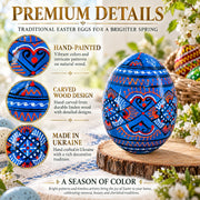 Set of 6 Geometric Pysanky Ukrainian Wooden Easter Eggs 2.5 Inches