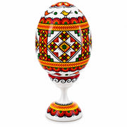 Spiral Ukrainian Wooden Easter Egg Pysanka on a Stand 3.75 Inches