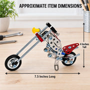 Metal Motorcycle Model Kit Buildable Chopper Toy with Bolts & Tools DIY  (105 Pieces) 7.5 Inches