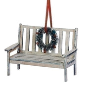 Christmas Bench Ornament with Wreath