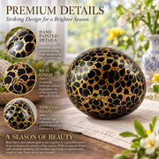 Golden Circles Hand Painted Wooden Easter Egg