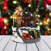 Animated Winter Village Skating Christmas Figurine - Rotating Town Music Box