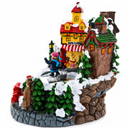 Animated Winter Village Skating Christmas Figurine - Rotating Town Music Box