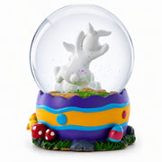 Spring Easter Egg Painting Rabbits Music Box Snow Globe 6 Inches Tall