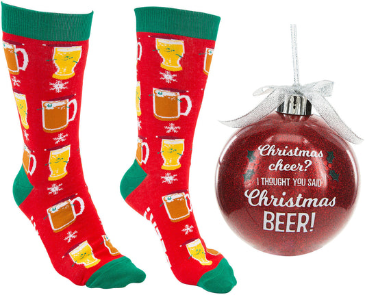4" Ornament with Holiday Socks - Christmas cheer? I Thought You Said Christmas Beer?