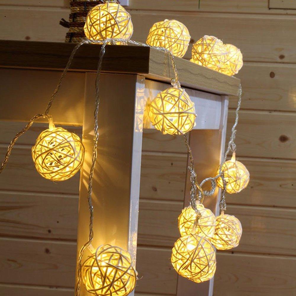 Battery Operated Christmas Garland LED Rattan Ball - Christmas Trees USA