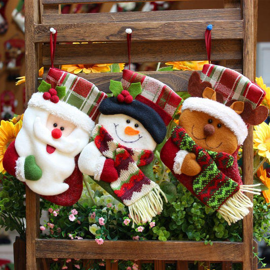 3D Doll Decor Christmas Stockings Set - Santa, Snowman, Reindeer, 3 - Pack - Christmas Trees USA