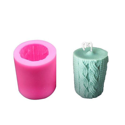 3D Knitted Wool Cylinder Silicone Candle Mold - DIY Craft & Soap Mold - Christmas Trees USA