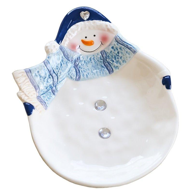 Christmas Cutie Cute Ceramic Snowman Snack Bowl - Christmas Trees USA