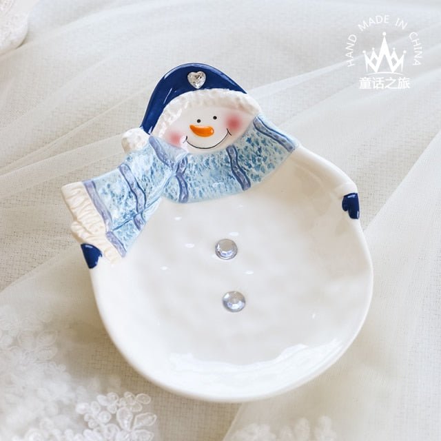 Christmas Cutie Cute Ceramic Snowman Snack Bowl - Christmas Trees USA