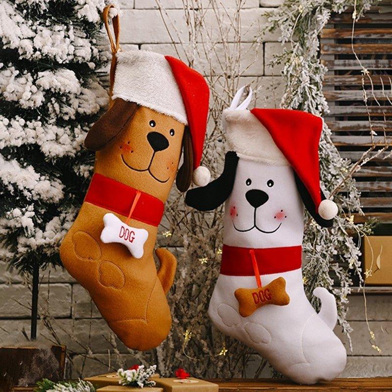 Christmas Decoration With Dog Bones Gift Pet Socks - Christmas Trees USA