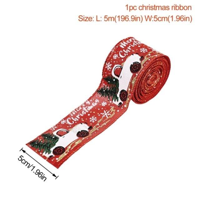 Christmas Burlap Fabric Ribbon Ornament - Christmas Trees USA