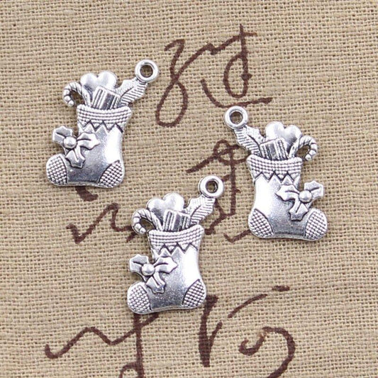 Antique Silver Christmas Stocking Pendants - Christmas Trees USA