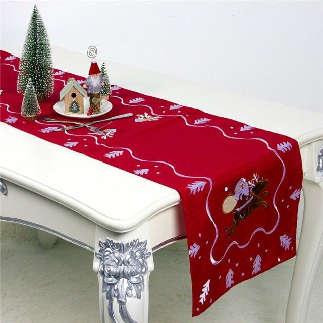 Christmas Fabric Printed Table Runner - Christmas Trees USA