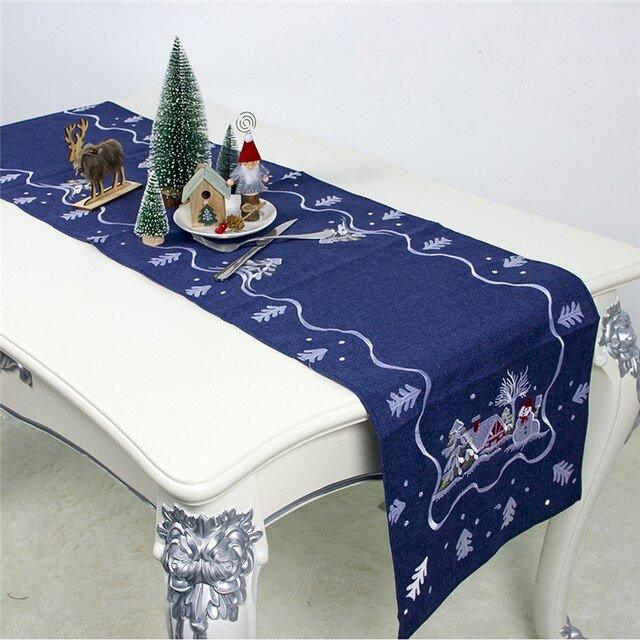 Christmas Fabric Printed Table Runner - Christmas Trees USA
