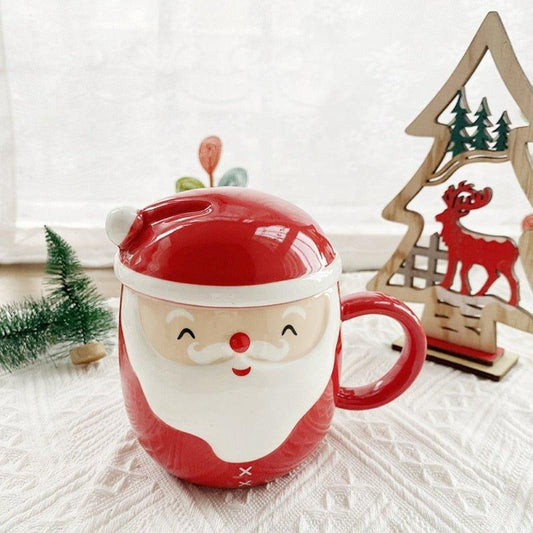 Cartoon Santa Claus Coffee Mugs Ceramic Mug Travel Cup - Christmas Trees USA