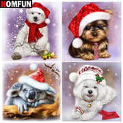 Christmas Dogs Diamond Painting Cross Stitch Kits - Christmas Trees USA