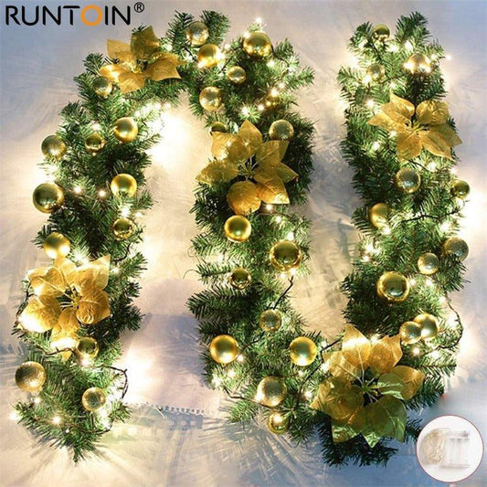 Christmas Decoration LED Rattan Garland Wreath - Christmas Trees USA