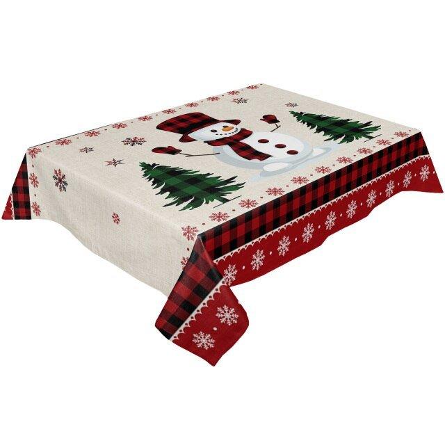 Christmas Elk Illustration Wedding Party Table Cloth - Christmas Trees USA