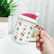 Ceramic Christmas Themed Cup With Lid - Christmas Trees USA