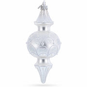 Snowy Pearl Double-Ended Finial Drop Glass Christmas Ornament
