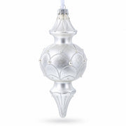 Snowy Pearl Double-Ended Finial Drop Glass Christmas Ornament