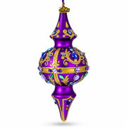 Royal Jewel Embellishments Gold Filigree Double-Ended Finial Drop Glass Christmas Ornament
