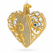 Gold Jeweled Baroque Heart Glass Christmas Ornament