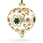 Gold Jeweled Swirl Onion-Shape Finial Glass Christmas Ornament
