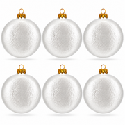 Set of 6 Silver Flat Disc Glass Christmas Ornaments 3 Inches