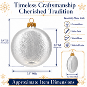 Set of 6 Silver Flat Disc Glass Christmas Ornaments 3 Inches