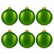 Set of 6 Matte Green Flat Disc Glass Christmas Ornaments 3 Inches