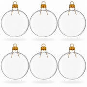 Set of 6 Clear Flat Disc Glass Christmas Ornaments 3 Inches