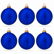 Set of 6 Matte Blue Flat Disc Glass Christmas Ornaments 3 Inches