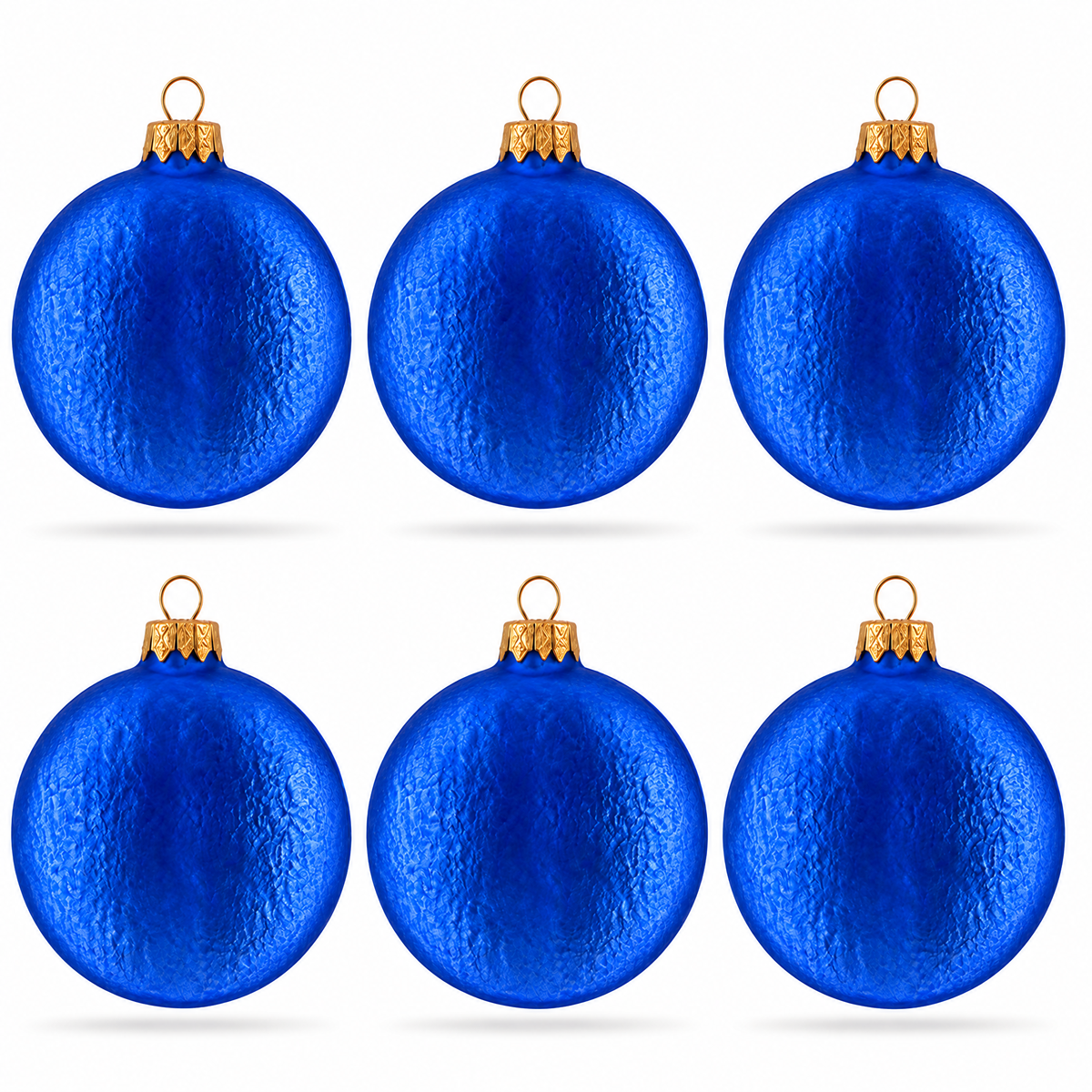 Set of 6 Light Blue Flat Disc Glass Christmas Ornaments 3 Inches