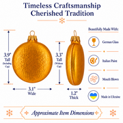 Set of 6 Matte Gold Flat Disc Glass Christmas Ornaments 3 Inches