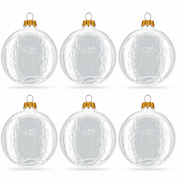Set of 6 Glossy White Flat Disc Glass Christmas Ornaments 3 Inches