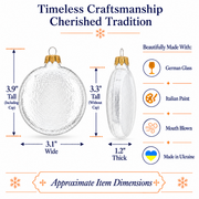 Set of 6 Glossy White Flat Disc Glass Christmas Ornaments 3 Inches